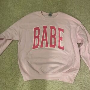 OliveLynn Light Pink BABE Sweatshirt